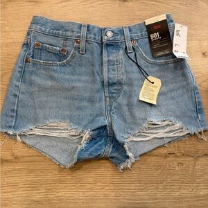 Levi's Light Blue Distressed Jean Shorts